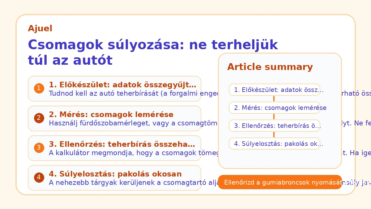 Csomagok súlyozása: ne terheljük túl az autót