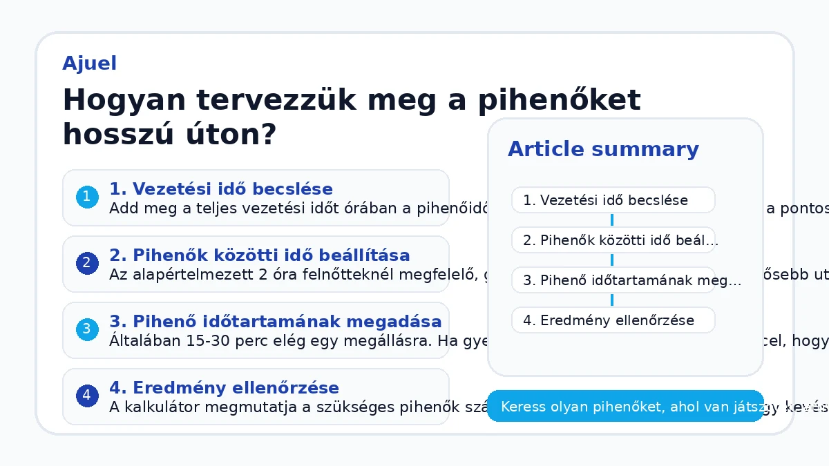 Hogyan tervezzük meg a pihenőket hosszú úton?